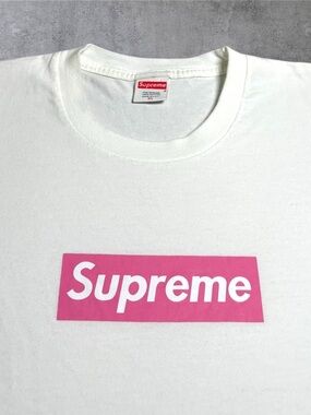 Supreme Box Logo Bogo Pink White 2005 T Shirt Size XL White Rare